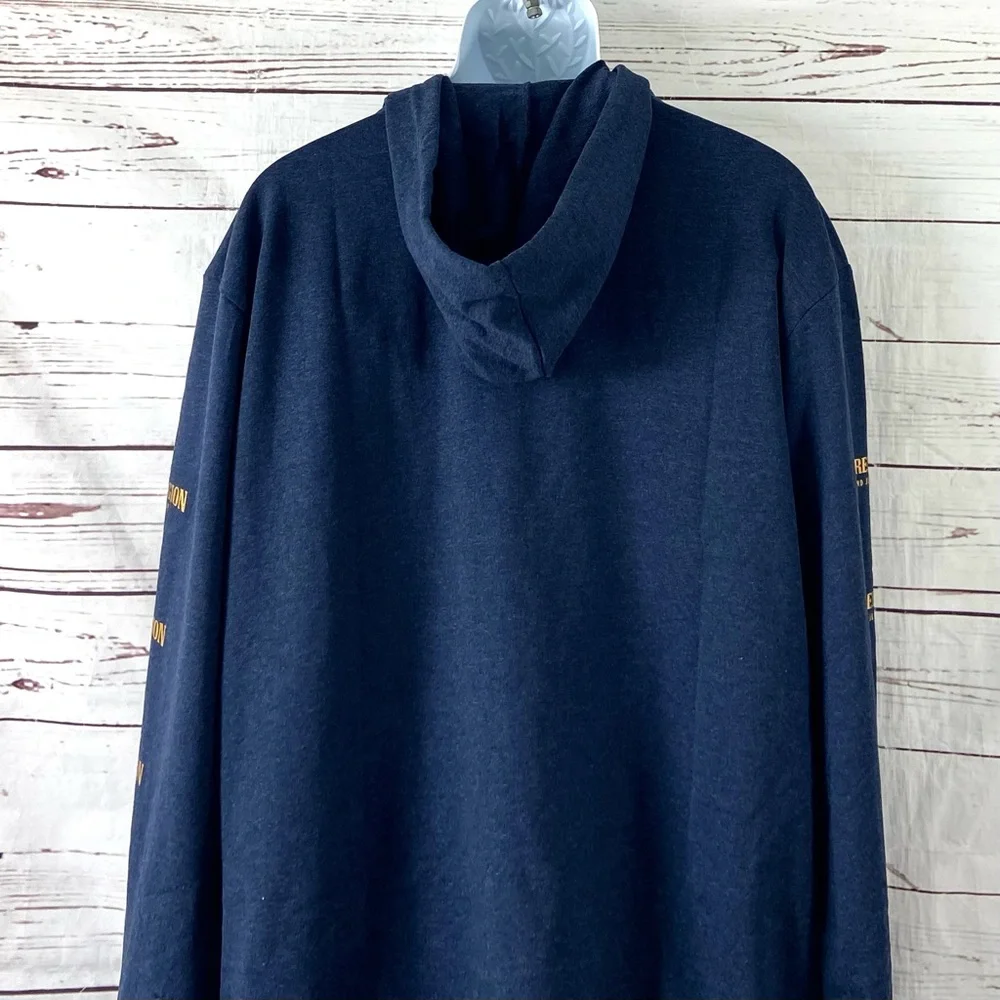 True Religion Hoodie Men’s XL Blue/Gold Logo Long Sleeve Graphic Print‎